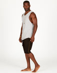 A man modeling black milanos mid shorts