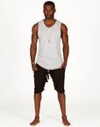 A man modeling black milanos mid shorts