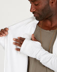 Male modeling white kairos duster