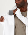 Male modeling white kairos duster