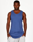 Man modeling an Indigo Dawn blue tank top