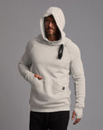 male modeling hoodie in white stone