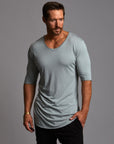 Male modeling an Agave colored V Neck Tree Shirt