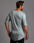 Male modeling an Agave colored V Neck Tree Shirt
