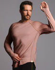 Male modeling terracotta long sleeve raglan