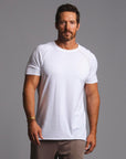 Male modeling white ultimate tee shirt