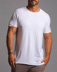 Male modeling white ultimate tree shirt