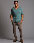 Man modeling the milano pant in shroom