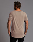 male modeling taupe tee