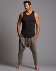 Male modeling Shroom colored pants