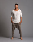 Male modeling Shroom colored pants