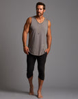 Male modeling Slate gray yogo mid shorts