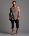 Male modeling Slate gray yogo mid shorts
