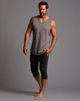 Male modeling Slate gray yogo mid shorts