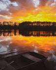 Graphic of a lakeside view at sunset