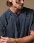 Short Sleeve Henley in Blue Mineral — TreeSilk henley — look 4 │ One Golden Thread