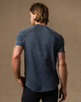 Short Sleeve Henley in Blue Mineral — TreeSilk henley — look 2 │ One Golden Thread