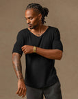 V NECK TREE SHIRT / BLACK ONYX