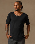 V NECK TREE SHIRT / BLACK ONYX