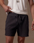 Waffle Frame Short in Black — waffle-texture shorts — look 2 │ One Golden Thread