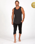 Male modeling black yogo mid shorts