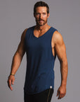 Man modeling a Royal blue tank top