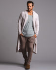 Male modeling white kairos duster