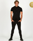 Man modeling the milano pant in black