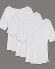 Flat lay of v neck three pack in white