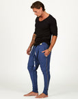 Male modeling Indigo Dawn blue colored pants