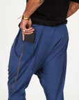 Male modeling Indigo Dawn blue colored pants