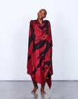 Woman modeling red Ruben LOVE nature wrap