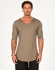 Male modeling Shroom colored V Neck Tree Shirt