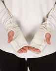 male modeling white long sleeve shirt