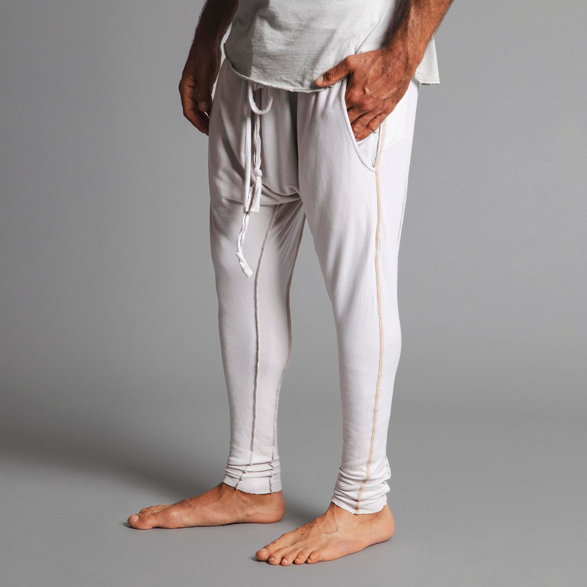 Male modeling White Stone colored pants