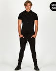 Man modeling the milano pant in black