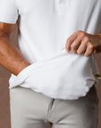 Man modeling a white Short Sleeve Henley