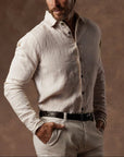 Aer Linen Shirt in White Stone — European Flax Linen shirt — look 2 │ One Golden Thread