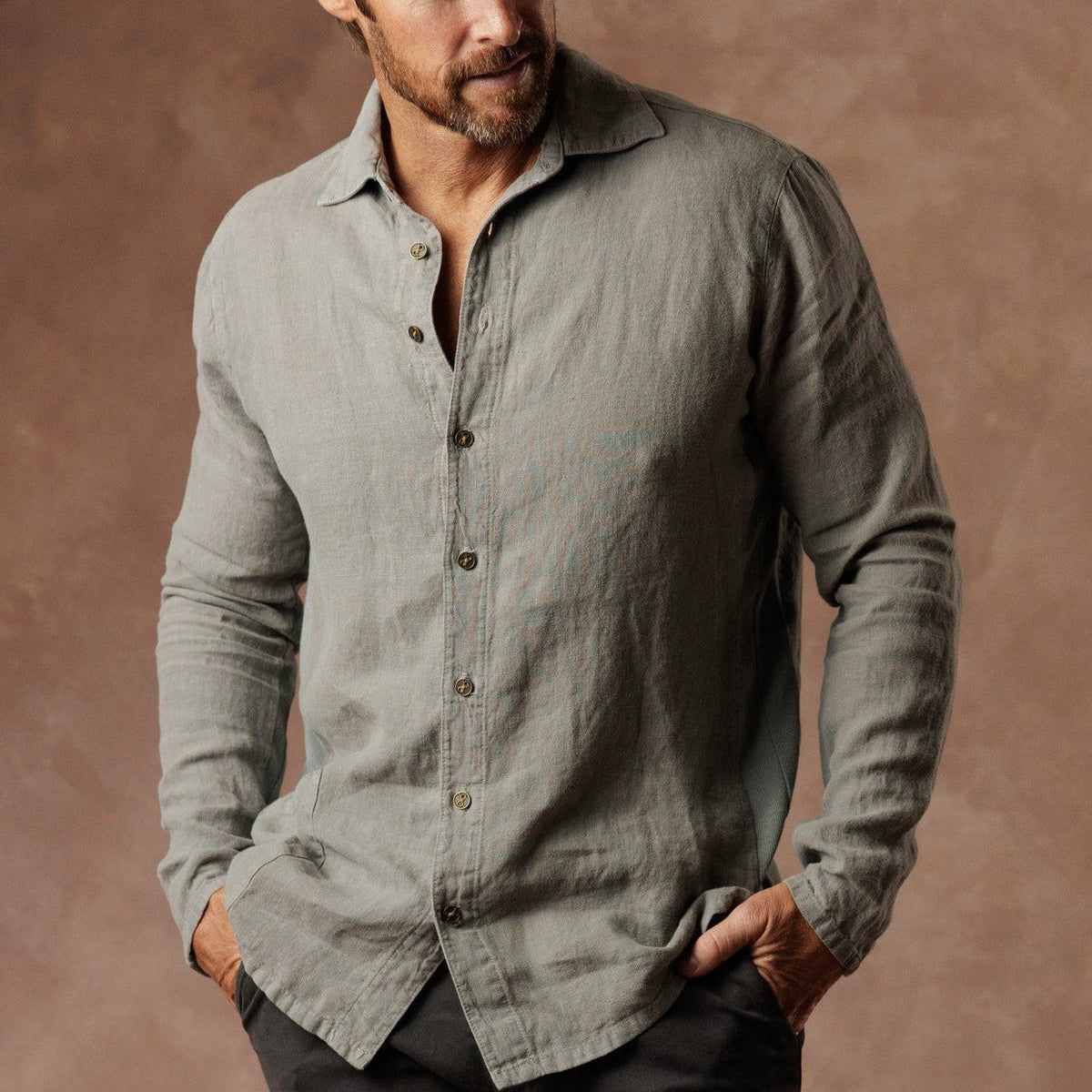 Aer Linen Shirt in Deep Clay — European Flax Linen shirt — look 3 │ One Golden Thread