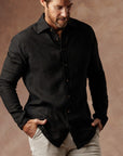 Aer Linen Shirt in Black Onyx — European Flax Linen shirt │ One Golden Thread