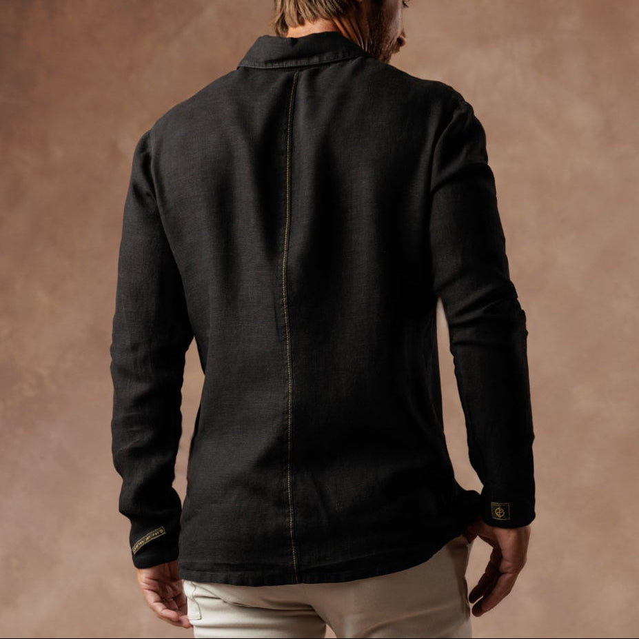 Aer Linen Shirt in Black Onyx — European Flax Linen shirt — look 2 │ One Golden Thread