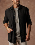 Aer Linen Shirt in Black Onyx — European Flax Linen shirt — look 5 │ One Golden Thread