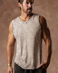 male modeling mineral tank top