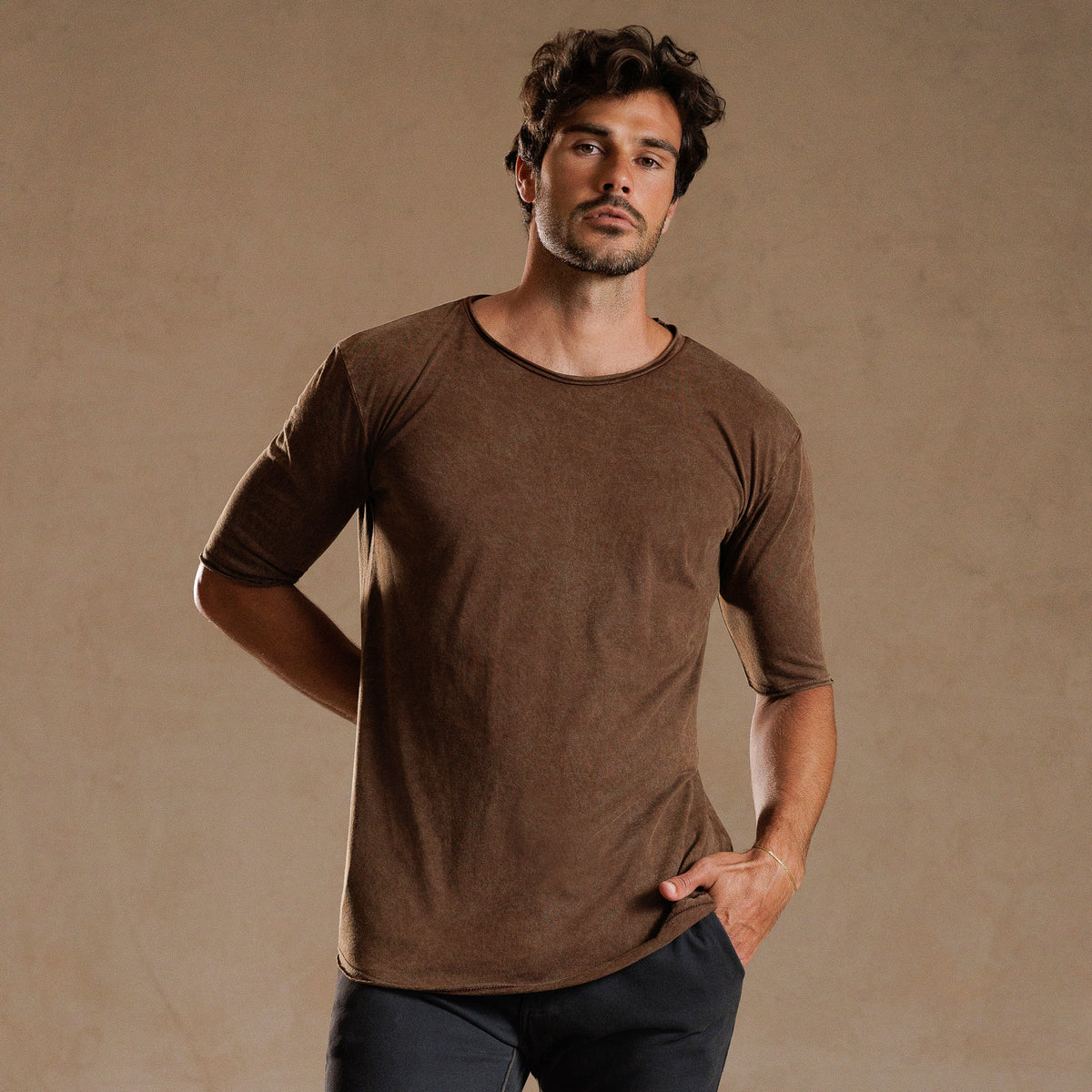CREW NECK TREE SHIRT / CACAO MINERAL