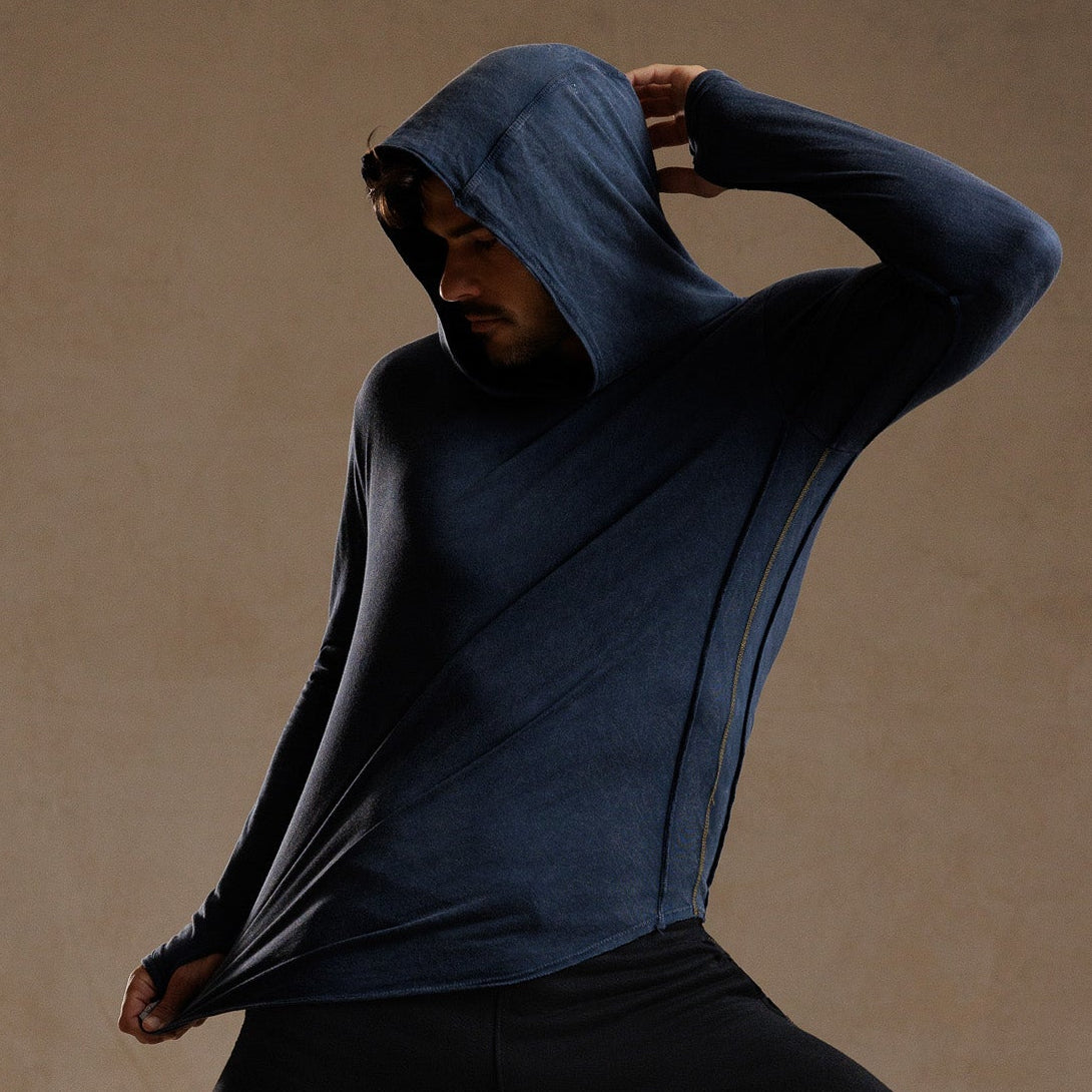 LONG SLEEVE HOODED TEE / GREY OMBRE (STORE ONLY)