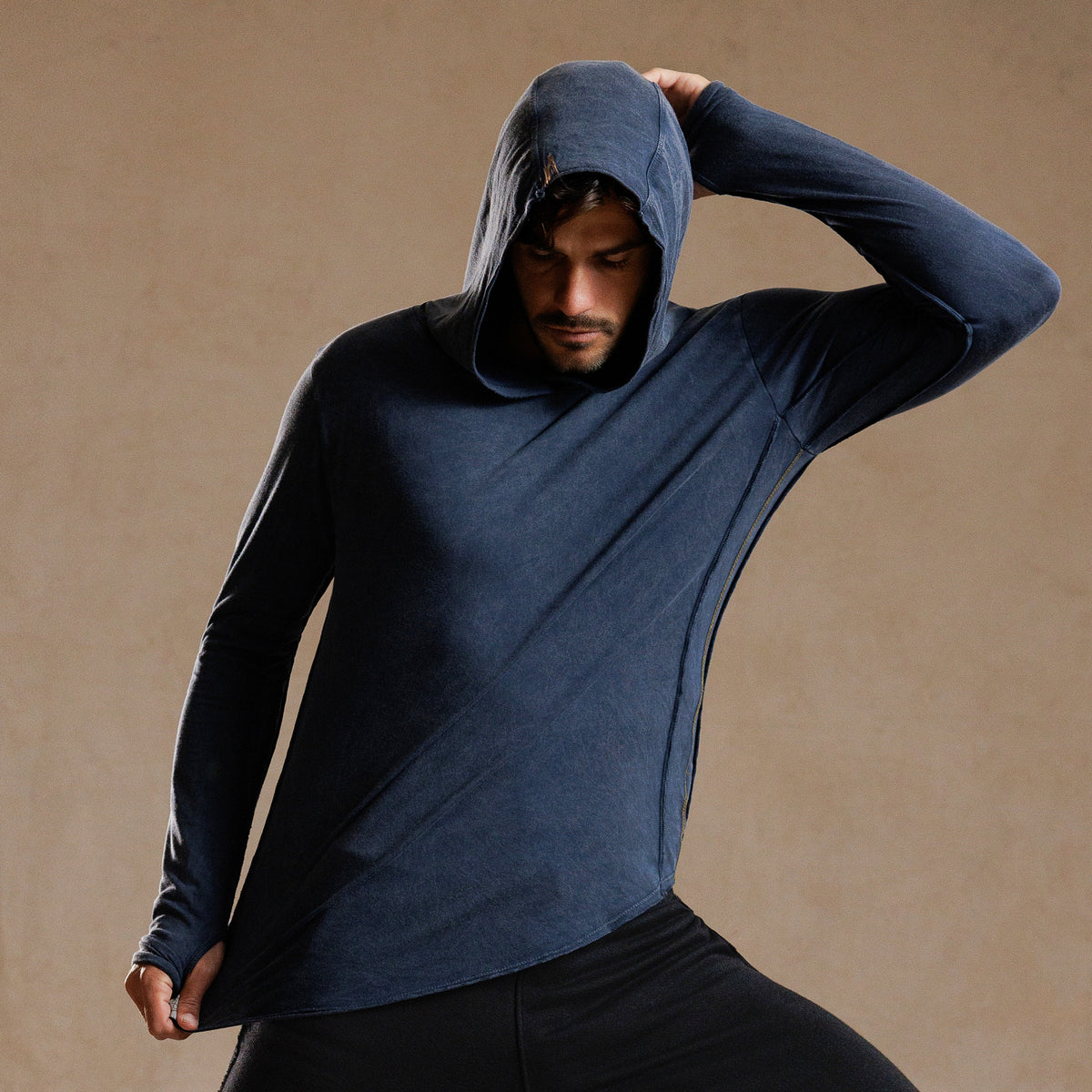 LONG SLEEVE HOODED TEE / GREY OMBRE (STORE ONLY)
