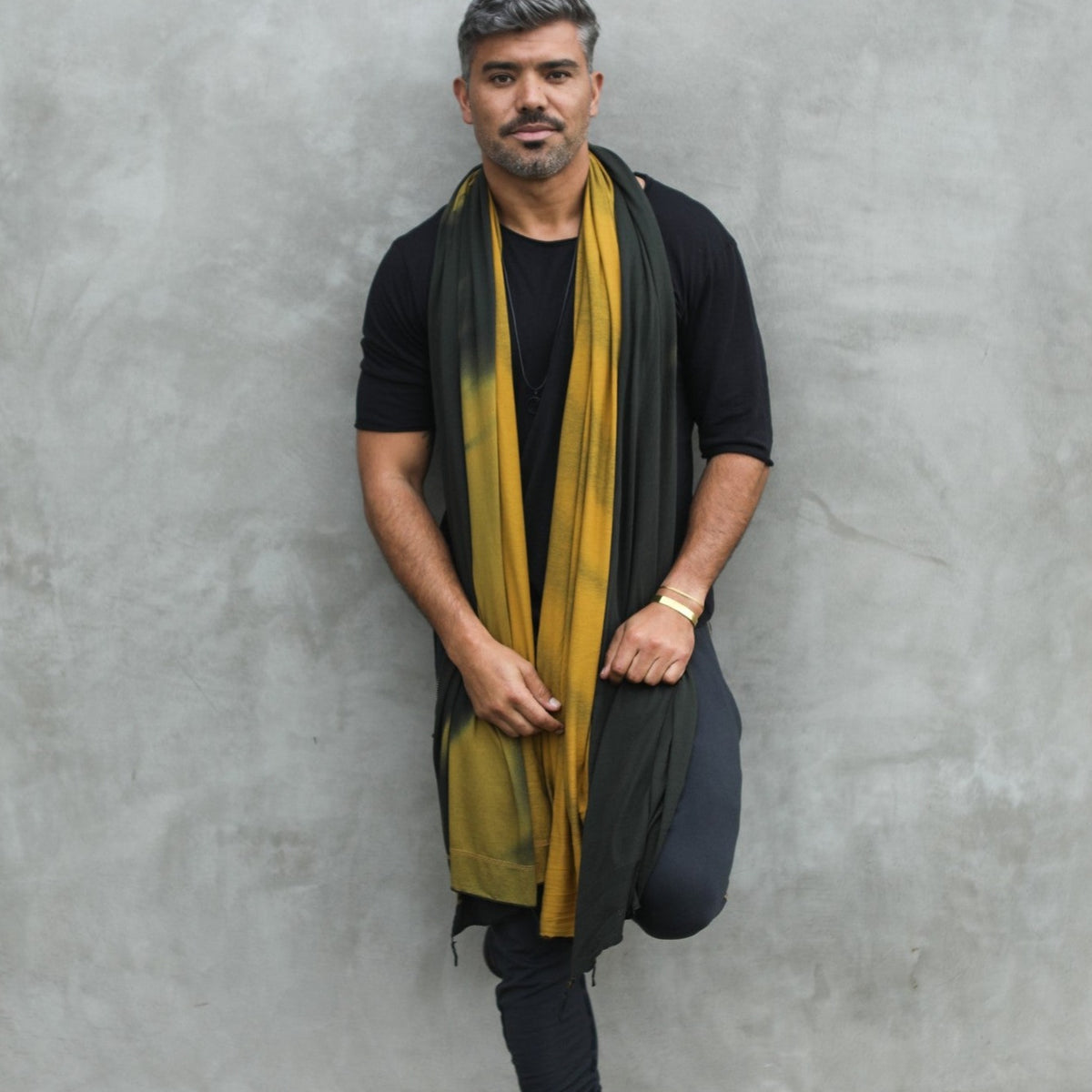 Man modeling gold Light on Water pattern nature wrap