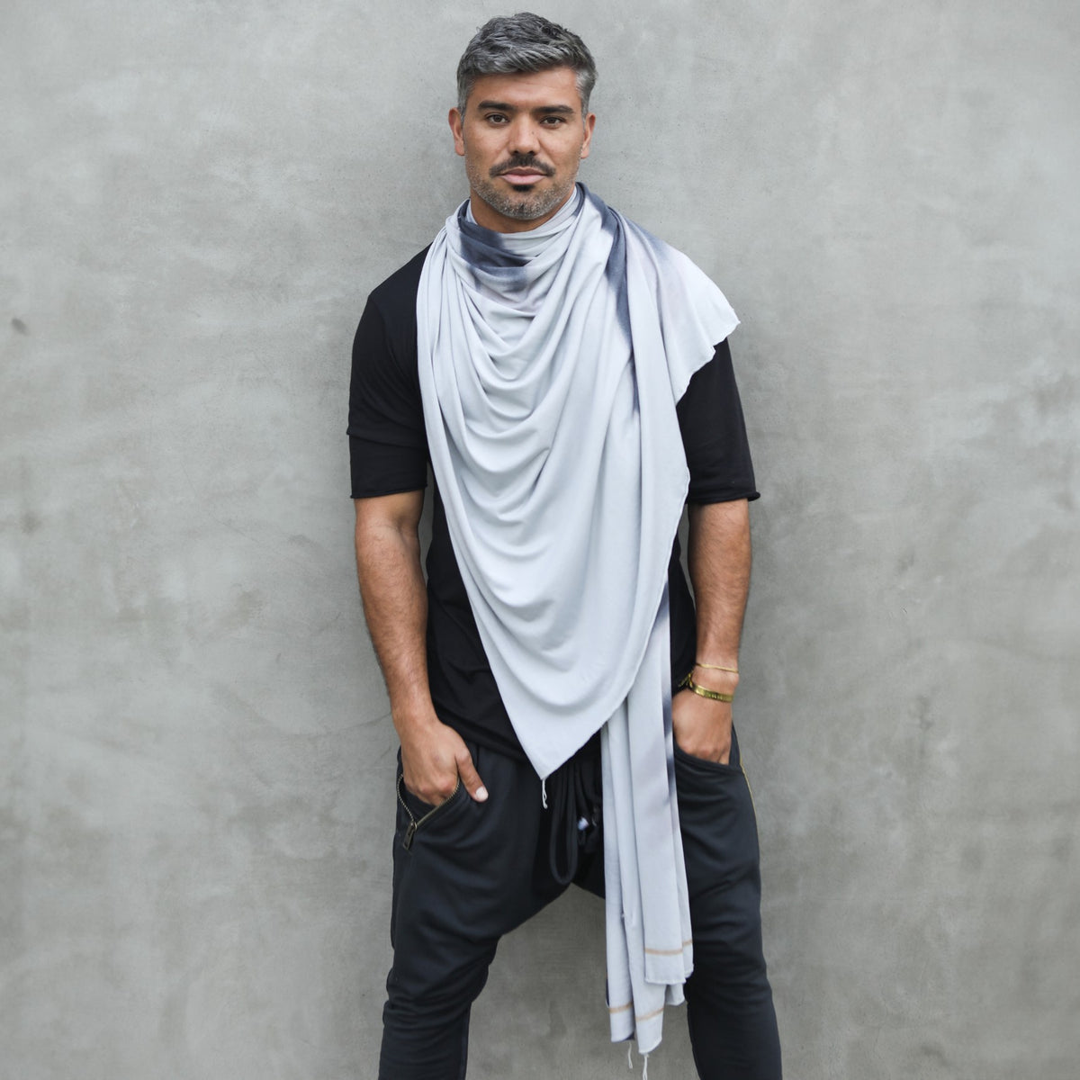 Man modeling white Light on Water pattern nature wrap
