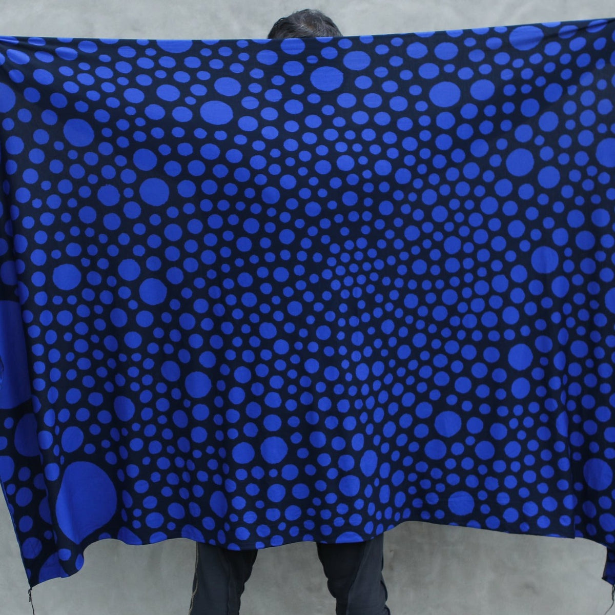 man modeling blue fibonacci pattern nature wrap