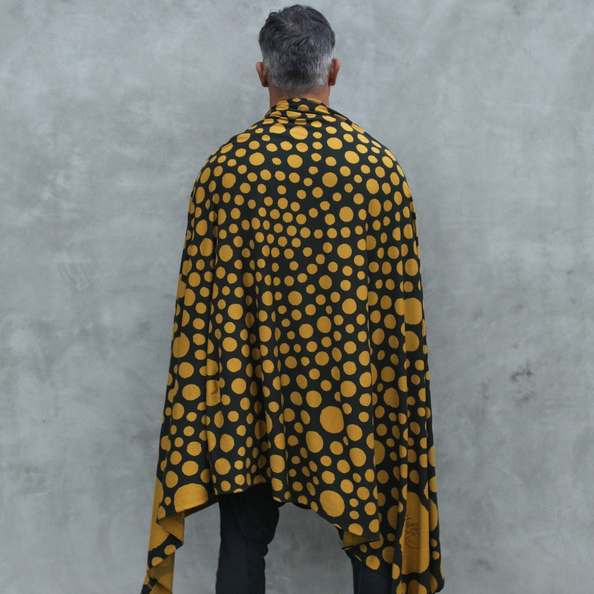 man modeling gold fibonacci pattern nature wrap